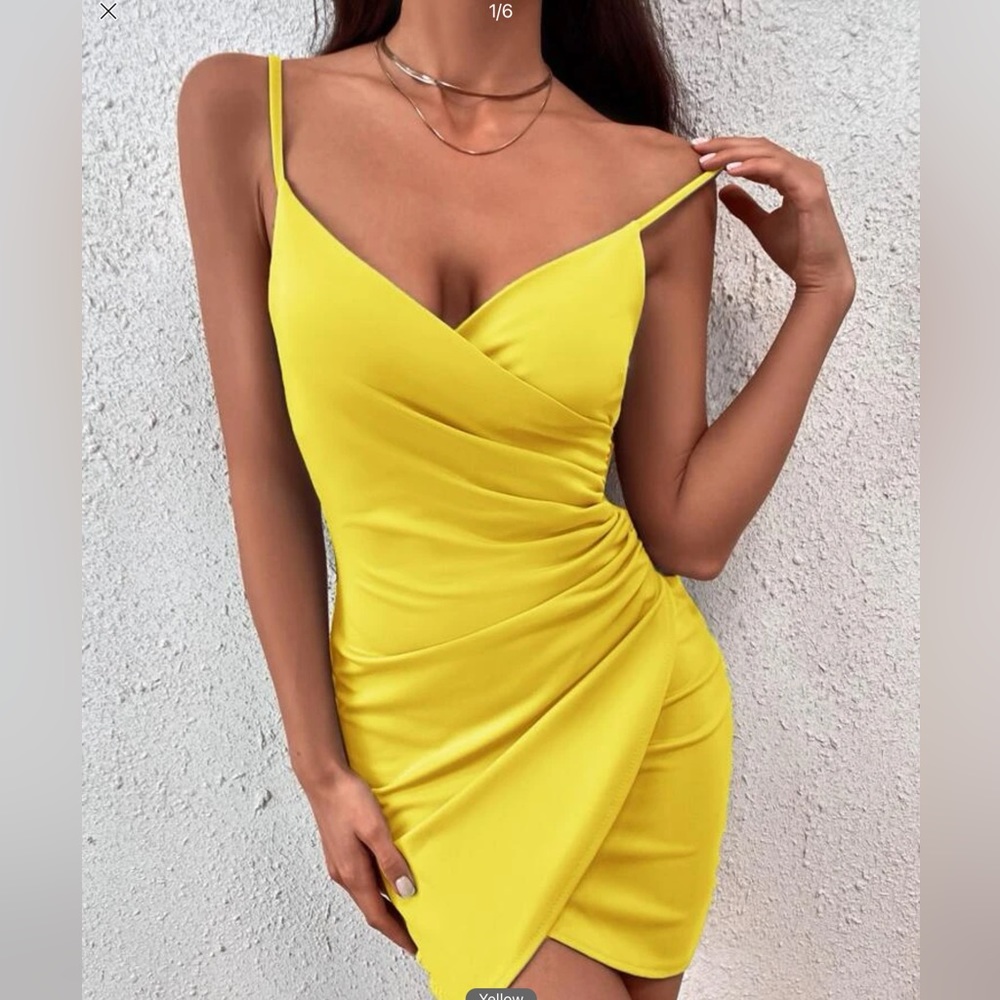 Sexy Yellow Wrap Dress